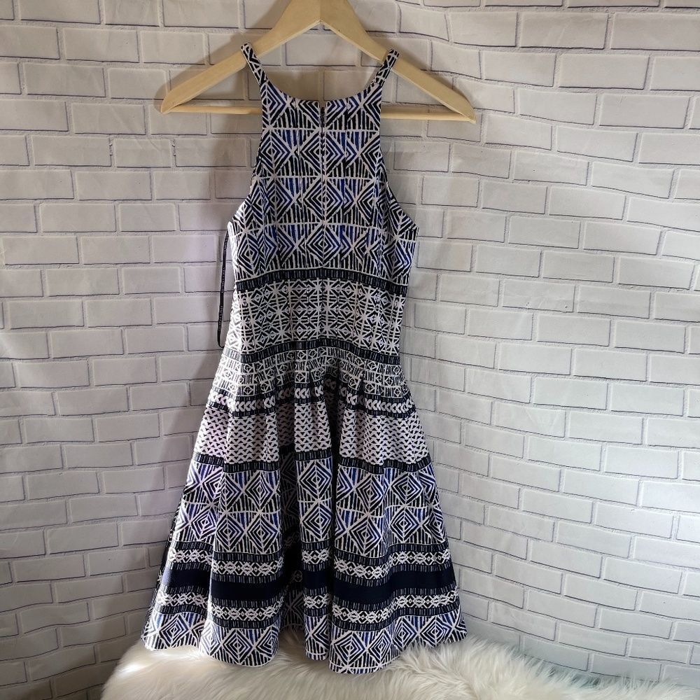 Vince Camuto‎ Blue Halter Neck Fit Flare Dress Sz 2